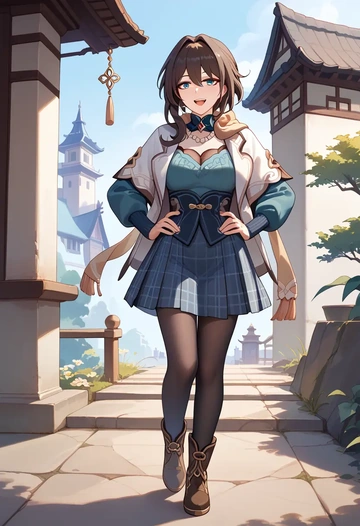 star rail,ruan mei,winter,student uniform,down jacket  - AI generated anime art